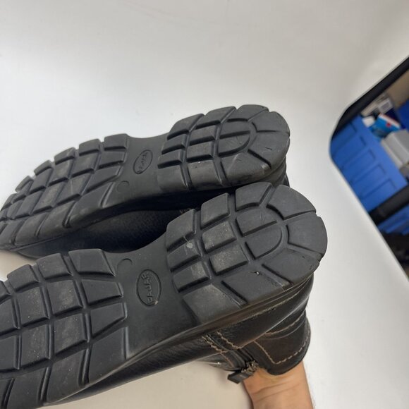 Pajar Black Utility Leather Chunky Boots Wom 7 US Warm Genuine Shearling Lining - Picture 7 of 15